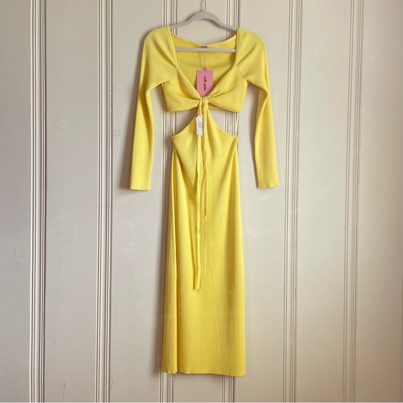 Cult Gaia Enzo Ribbed Knit Yellow Midi Dress – Size M & L - Picture 3 of 4